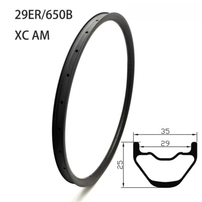 Rueda de bicicleta de montaña de carbono 29er/650b 35 mm x 25 mm sin cámara XC AM 28 32H Foto 1 de 4