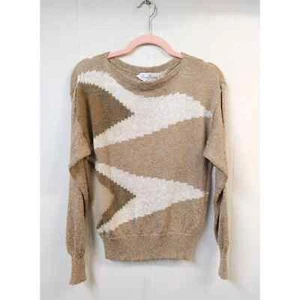 De Colección Marisa Christina Mundial Suéter Med Beige Mangas Largas Cuello Ovalado Lana Angora  - Imagen 1 de 3