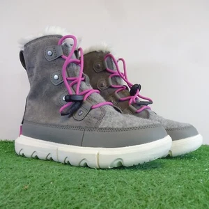 Botas de Invierno Sorel Talla 2 Niños Gris Rosa Impermeables Nieve Caminar Forradas de Piel - Imagen 1 de 12