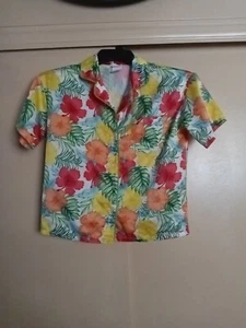 Art Class Girls Floral Sleep Top Short Sleeve Button Up Polyester Size XL (14) - Picture 1 of 2