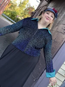 1980s/90s Vintage Sparkle Leopard Print Velvet Jacket-leather-Maximalist-M/L - Picture 1 of 20