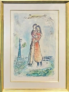 MARC CHAGALL "LA JOI" 1980 | LARGE HAND SIGNED PRINT M.976 | 53X39" | GALLART - Picture 1 of 4
