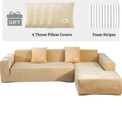 L Shape Sofa Covers 2 Piece 3+4 Seater Sectional Couch Slipcovers Protector - Image 1 of 4