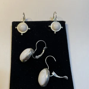 Sterling Silver Plated White Setting Earrings Vintage New - Picture 1 of 5