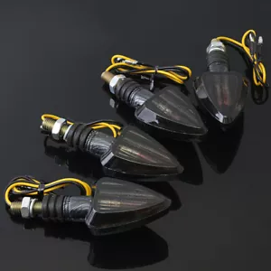 4PCS MINI ARROW Motorbike Motorcycle Signal Indicators Amber Light Bulb Carbon - Picture 1 of 12