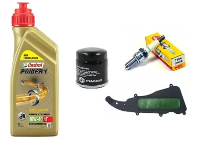 CASTROL/PIAGGIO/TECNOETRE/GK TAGLIANDO LIBERTY 125/150 IGET 15/22 CASTROL 10W40 FILTRO ARIA OLIO CANDELA NGK