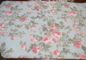 LAURA ASHLEY KING QUILTED PILLOW SHAM  STRIPED FLORAL GREEN PINK 21x38" - Picture 1 of 6
