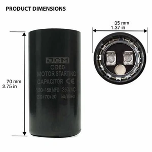 130-156 uF MFD 250V VAC condensador de arranque de motor redondo 35x70 mm CD60 arranque de CA - Imagen 1 de 2