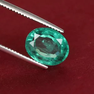 Loose Green Emerald 4.53 Ct. Zambian Oval Cut Lab-grown Stone For Jewelry - Picture 1 of 4