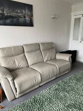 Light Grey  Leather 3 Seater Recliner Sofa