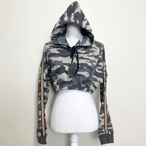 Dance & Marvel Cropped Long Sleeves Hoodie Camouflage Drawstrings Soldier Jacket - Picture 1 of 10
