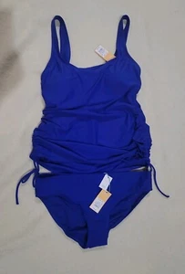 Conjunto de bikini Tankini Kona Sol con corbata lateral azul natación nuevo con etiquetas grande - Imagen 1 de 16