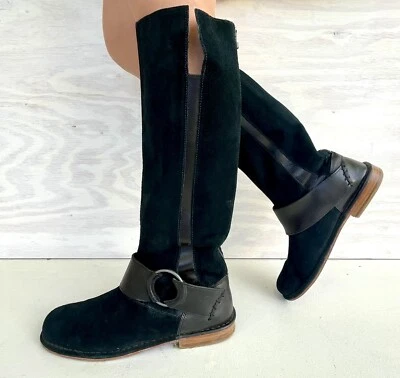 OluKai Holo Lio Black Suede Back Zip Anatomical Footbed Tall Riding Boots 8.5 W - Image 1 of 4