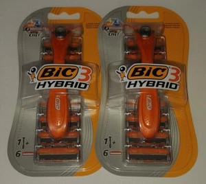 BIC 3 Hybrid Men's Razors Kit 1 O 2 Handle 6 OR 12 Refills Pack NEW FRESH - Picture 1 of 4