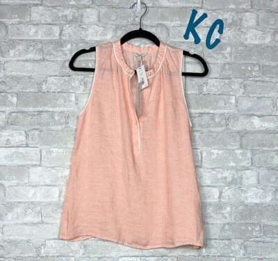 Joie без рукавов льняной воротника тамалин хурма персиковый льняной Майка S новый - Изображение 1 из 4