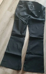 DKNY Jeans size 7 Women black coated flare leg stretchy light dress pants, RARE - Picture 1 of 4