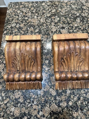 PAIR VTG WOOD CARVED CORBELS BRACKETS ARCHITECTURAL SALVAGE ATLANTA GA MEDIUM Cover