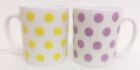 SALE Purple & Yellow Spots Mugs Set 2 Porcelain Spotted Cups Hand Decorated UK