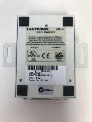 LANTRONIX UDS-10 SINGLE PORT DEVICE SERVER RJ45 ETHERNET WITH AC WITH WARRANTY - Image 1 of 4