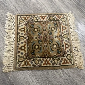 Vintage Hand Woven Mini Rug Tabletop Decor Boho Fringe Carpet Oriental 12”x16” - Picture 1 of 6