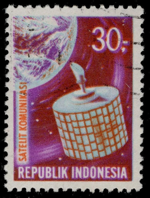 INDONESIA 777 - Communications "Satllite and Earth" (pc40999) - Image 1 of 1