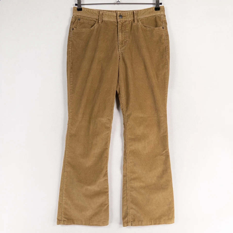 Eddie Bauer Pants Womens Sz 10 Tan Camel Corduroy Flare Leg Mid Rise Hemmed 30" - Image 1 of 4