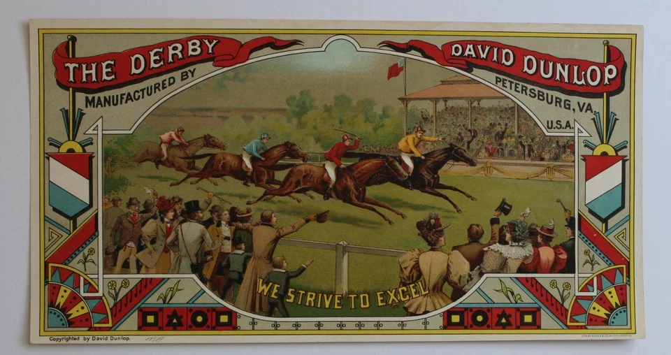 The Derby de David Dunlap etiqueta de carrito de tabaco 13" x 6,5" Foto 1 de 1