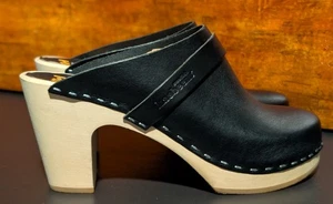 SVEDESE HASBEENS Toffel ZOCCOLO IN PELLE MULE donna 37/US 7 in nero - NUOVO - Foto 1 di 19