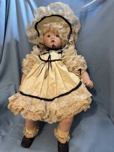 Shandee 24” Porcelain Doll By Janis Berard Signed Blonde Ruffles #766/1000 VTG - Picture 1 of 12