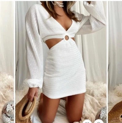 Mini Vestido 12th Tribe Free Bird Blanco Manga Larga XS Foto 1 de 4