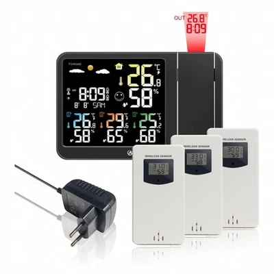 KETOTEK Digitaler Funkwecker mit Projektion, kabellose Wetterstation, Innen- - Bild 1 von 4