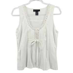 Camiseta sin mangas vintage Y2K lentejuelas encaje ribete talla XL romántica femenina cabaña boho - Imagen 1 de 7