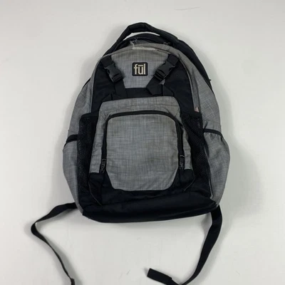 FUL Laptop Backpack Gray Black Laptop Sleeve Pockets Tear Stains Needs Repair - Image 1 of 4