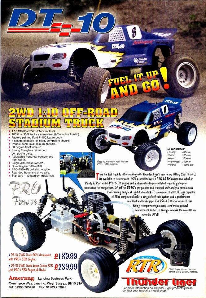Thunder Tiger DT-10 Off-Road ST 2wd 1/10 Print Ad Wall Art Decor - Image 1 of 1