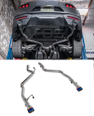 For 2024-Up Ford Mustang Muffler Delete Axle Back 3.5'' Burnt Tip Exhaust GT 5.0 - Image 1 of 4