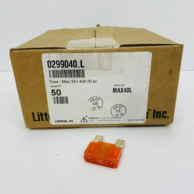 (Lote de 5) Littelfuse Max40L Max40 Automotriz Naranja Maxi Fusible 40A 32V ~Excedente~ Foto 1 de 3