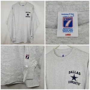 Camiseta grande gris de una sola puntada bordada 7 Dallas Cowboys logotipo años 90 nueva sin etiquetas - Imagen 1 de 8