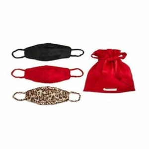 WAYF Women's 3-Pieces Breathable Washable Leopard Face Cover, Red/Black - Picture 1 of 5