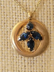 DCE Curtis Blue Sapphires On 14K Gold Filled Pendant Necklace - Picture 1 of 3