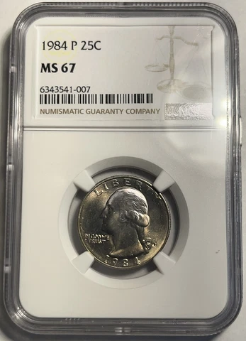 1984-P WASHINGTON QUARTER GRADED NGC MS67 TONED HIGH GRADE REGISTRY COIN Cover