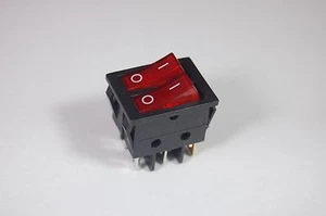 2pz Interruttore a bilanciere barca doppio 2 posizioni 6 pin luce ROSSO illuminato 12V AC/DC - Foto 1 di 5
