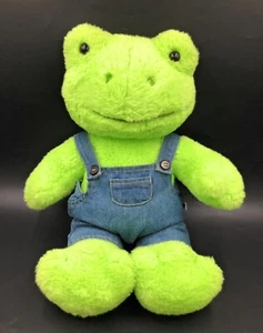 Build A Bear Green Frog Wearing Dungarees 16" Plush Soft Cuddly Comforter Toy - Picture 1 of 4