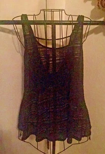 Jenni By Jennifer Moore Black Burnout Open Back Tank Small - Picture 1 of 5
