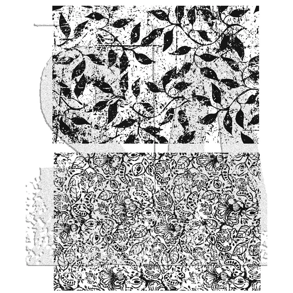 Tim Holtz Stampers Anonymous "BOTANICAL & BATIK" Folhas Conjunto de Carimbo de Borracha - Imagem 1 de 1