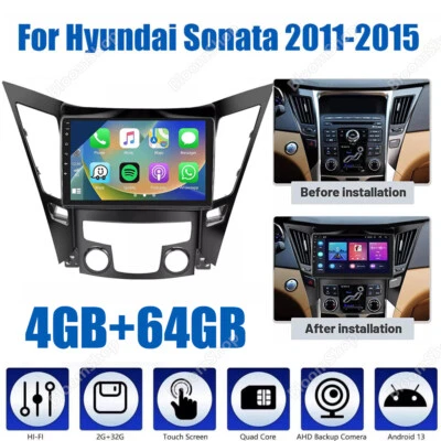 Apple Carplay Car Stereo Radio Android 13 GPS Navi for Hyundai Sonata 2011-2015 - Image 1 of 4