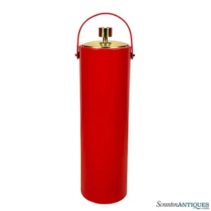 Mid-Century 27" Red Vinyl Floor Tower Ice Bucket by Morgan Designs - Picture 1 of 12