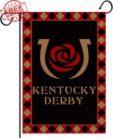 Kentucky Derby Garden Flag Run for The Roses Horseshoe Churchill Downs Cover