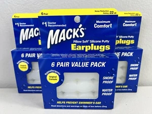 (Lot of 3) Mack's Pillow Soft Silicone EarPlugs for Sleeping Snoring 6 Pair - Picture 1 of 8