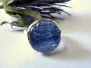SCHMUCK-STCK RING CYANIT Silber KYANIT 17,5 55 NEU rund Cabochon - Picture 1 of 5