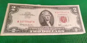 US 2$ Dollar Bill Series 1963 Red Seal In Crisp Good Condition A 10775467 A - Picture 1 of 2